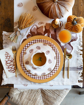 Harvest Brown Gingham Check Dinner Plates / Thanksgiving Plates / Rustic Farmhouse Thanksgiving / Friendsgiving / Thanksgiving Dinner Plate