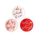 Snow What Fun Dessert Plates / Holly Jolly / Christmas Plates / Holiday Paper Plates / Oh What Fun / Oh By Golly