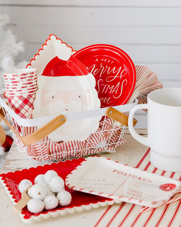 Red Stripe Fringe Napkins / Red Pinstripe Napkin / Red Fringe Napkins / Holiday Napkins / Christmas Paper Napkin / Christmas Party Napkin