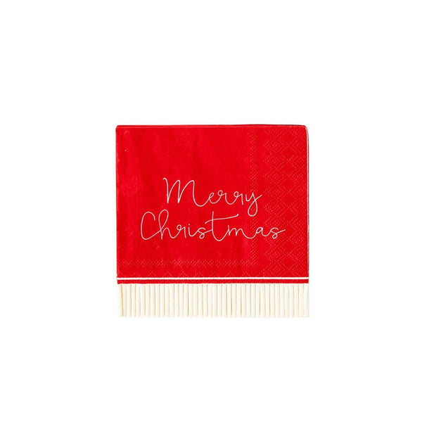 Merry Christmas Holiday Fringe Napkins / Merry Christmas Fringe Napkins / Holiday Napkins / Holiday Cocktail Napkins / Christmas Napkin /