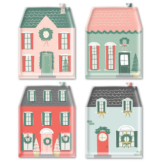 Village Christmas House Shaped Plate / Vintage Row House Shaped Plate / Holiday Plate / Christmas Plate / Christmas Cookie Exchange