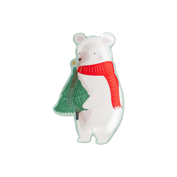 Winter Bear Shaped Plate / Christmas Snow Fun Bear Plates / Christmas Plates / Holiday Plates / Holiday Party / Christmas Party Plates