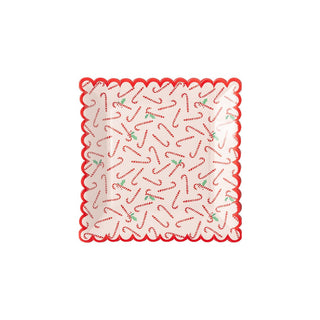 Candy Cane Scallop Plates / Candy Cane Square Plate / Square Scallop Plates / Christmas Square Plate / Christmas Tableware / Cookie Exchange