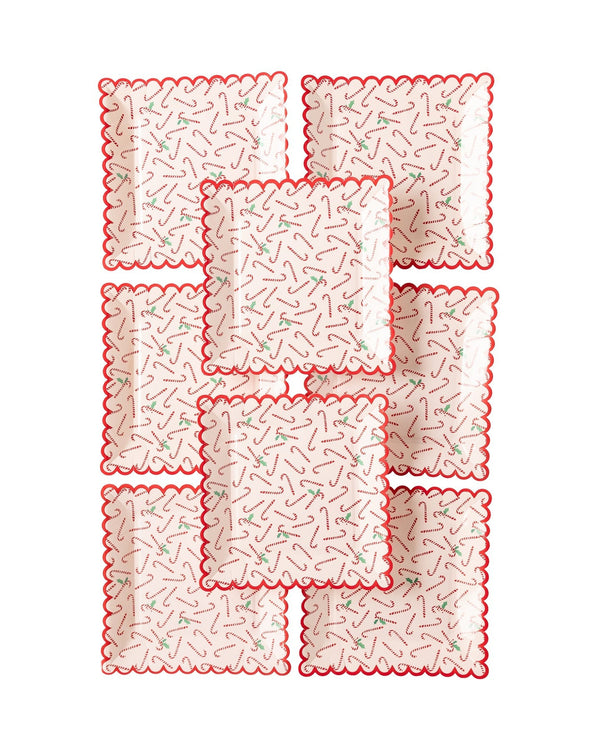 Candy Cane Scallop Plates / Candy Cane Square Plate / Square Scallop Plates / Christmas Square Plate / Christmas Tableware / Cookie Exchange