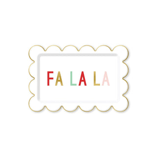 Fa La La Scalloped Rectangular Plates / Christmas Fa La La Snow Fun Plates / Christmas Plates / Holiday Party / Christmas Party Plates