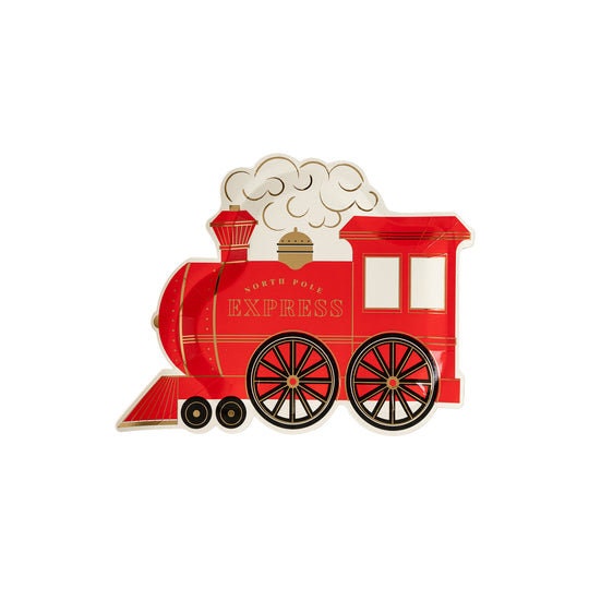 Jingle Bell Plates / Gold Jingle Bell Shaped Plates / Christmas Plates / Holiday Paper Plates / North Pole Express / Christmas Party Plates