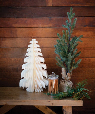 Botanical Honeycomb 15" Tree Decor / Cream Paper Accordion Tree / Holiday Decor / Botanical Christmas /Farmhouse Christmas Decor