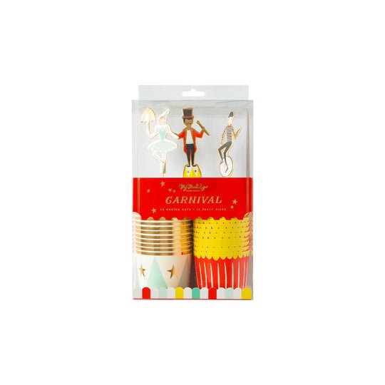 Carnival Cupcake Kit / Carnival Baking Cups with Toppers / Treat Cups / Baking Cups / Rainbow / Carnival Party / Circus Party